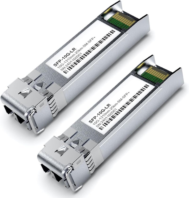 GESD 2Pack 1310nm SFP+ 10GBase-LR Single Mode Module, 10G LC SMF Fiber Optic Transceiver for Cisco SFP-10G-LR, Ubiquiti UniFi UF-SM-10G, Meraki MA-SFP-10GB-LR, Netgear, TP-Link and More (1310nm DDM 20km) - Image 1